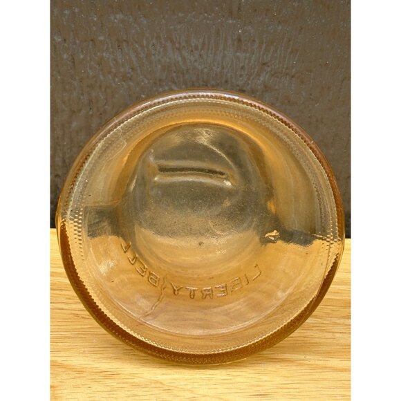 Vintage Amber Carnival Glass 1976 Liberty Bell Coin Bank With Slot Bicentennial - Picture 6 of 9